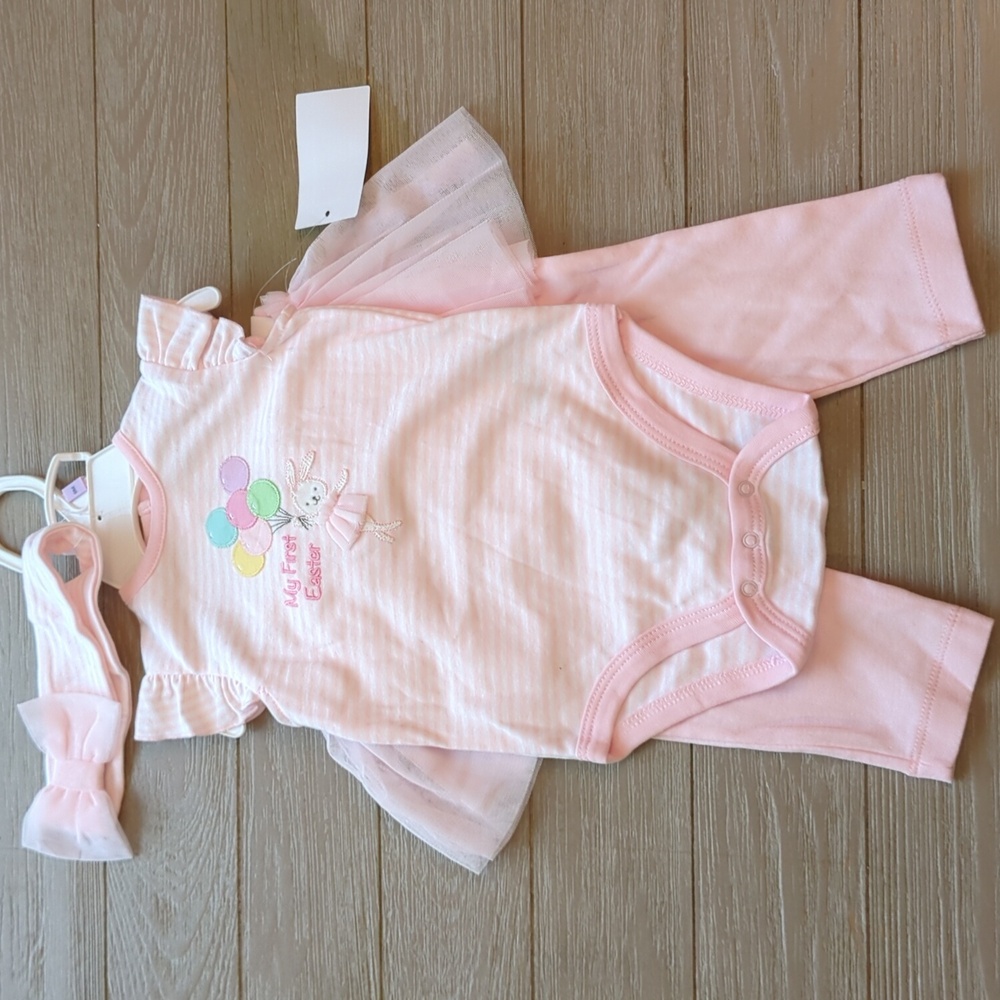 NWT Little Me My First Easter Baby Girl 3 Piece Outfit with Headband